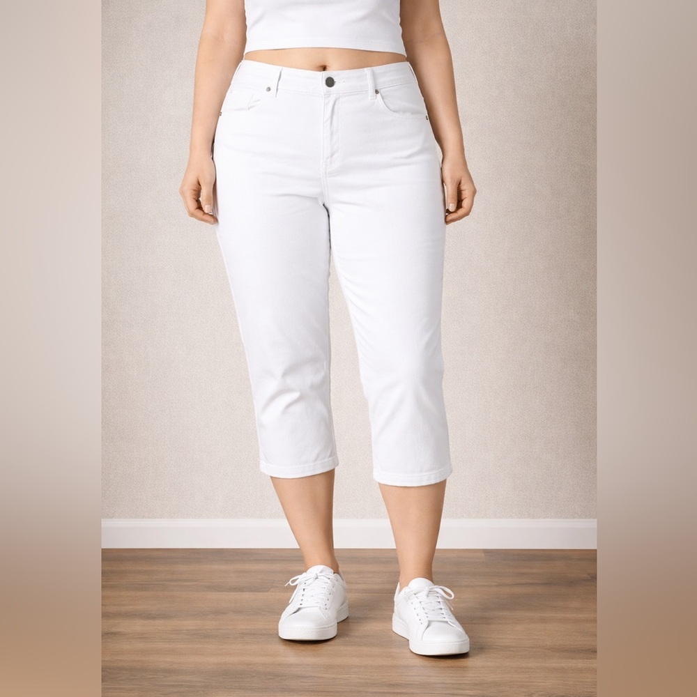 Lane Bryant White denim spandex capris